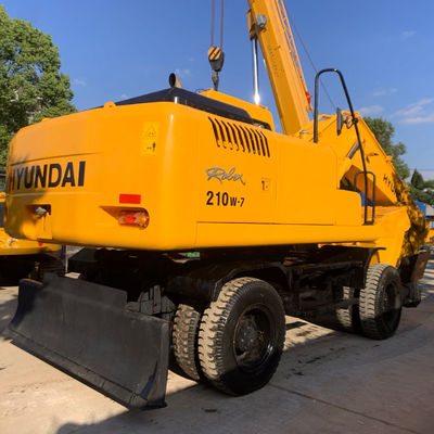 HYUNDAI 210W-7 Excavator Roda Lama, Peralatan Konstruksi Digunakan 124KW Untuk Pertambangan