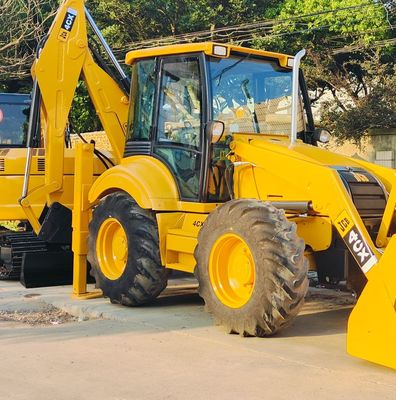 74.6kW JCB 4CX Loader bekas Kuning 4378kg Lift Hand Backhoe Loader Roda Bergerak
